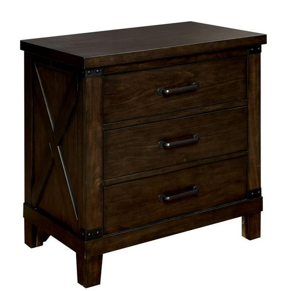Bowery Hill 3 Drawers Transitional Wood Nightstand in Walnut