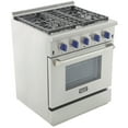 thumbnail image 4 of KUCHT Professional 30 in. 4.2 cu. ft. Dual Fuel Range for Natural Gas with Sealed Burners and Convection Oven in Stainless Steel with Royal Blue Knobs, 4 of 9