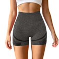 thumbnail image 2 of Womens Yoga Shorts High Waist Lifting Stretchy Breathable Slim Fit Solid Print Gym Shorts for Sporty Wear Grey L, 2 of 4