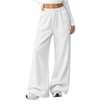 thumbnail image 5 of VV AVEORS Baggy Sweatpants For Girls High Waisted Wide Leg Sweat Pants Drawstring Workout Jogger Fall Winter Clothes White 130, 5 of 6