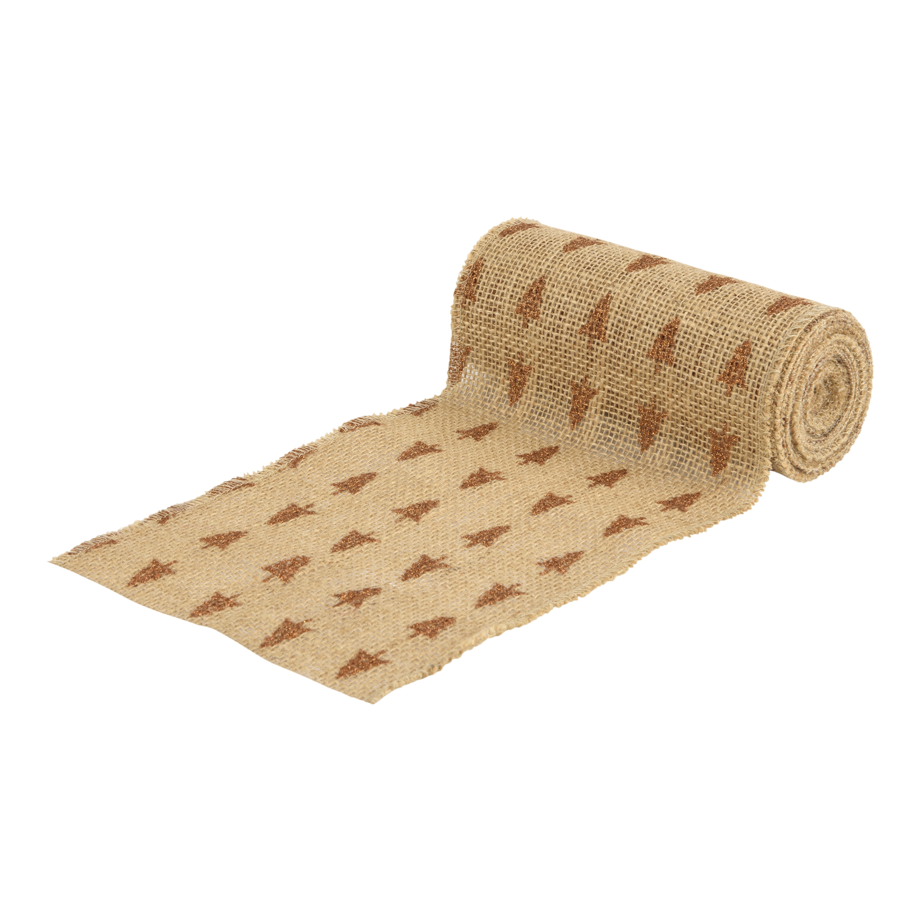 Love, Laugh, Craft Jute Burlap Roll Precut, 6"W x 5-Yards, 740-29, Brown/Bronze Tree Glitter