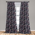 thumbnail image 2 of Bird Print Window Curtains, Wild Forest Themed Vintage Watercolor Like Branches With Flowers Pattern, Lightweight Decor 2-Panel Set with Rod Pocket, Pair of - 28"x95", Pale Pink Indigo, by Ambesonne, 2 of 3