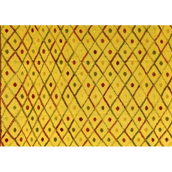 Ahgly Company Machine Washable Indoor Rectangle Abstract Yellow Modern Area Rugs, 4' x 6'