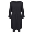 thumbnail image 3 of Jsaierl Linen Dresses for Women Short Sleeve Summer Plus Size Midi Dress Tunic Solid Color Crew Neck Dress Comfortable Soft Dresses 2024, 3 of 5
