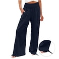thumbnail image 4 of Delayuji Womens High Waist Wide Leg Pants Elastic Waist Loose Comfortable Pants With Pockets, 4 of 7