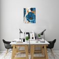 thumbnail image 7 of Artistic Navy Blue Floral Canvas Print Vintage Gray Abstract Flower Painting for Elegant Bathroom & Bedroom Wall Decor, High-Quality Art Piece, 12X16 inches, 7 of 7