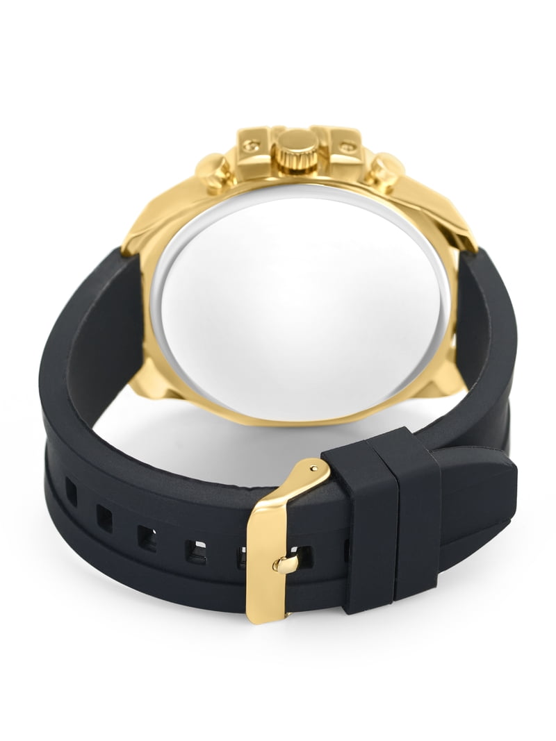 Ed Hardy Men's Black Silicone Strap Gold Analogue 61mm Watch with
