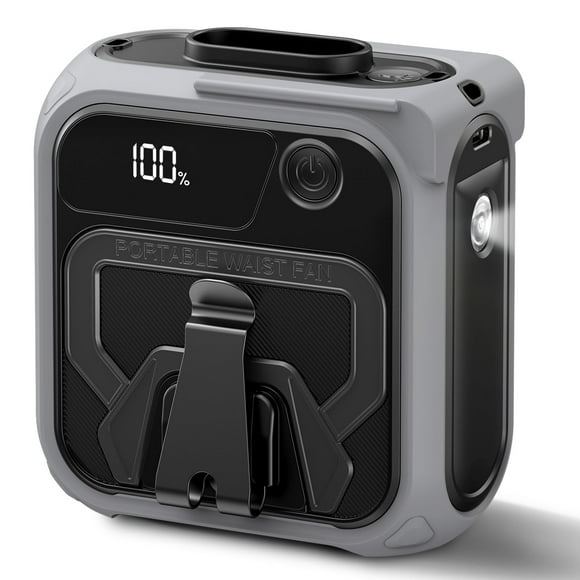 Ventilador de cintura portátil Joeyrras, 10000 mAh, recargable, gris