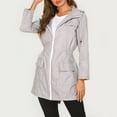 thumbnail image 4 of Veste Imperméable pour Femmes Mi-Longue à Fermeture Éclair devant avec Capuche Gris P, 4 of 8