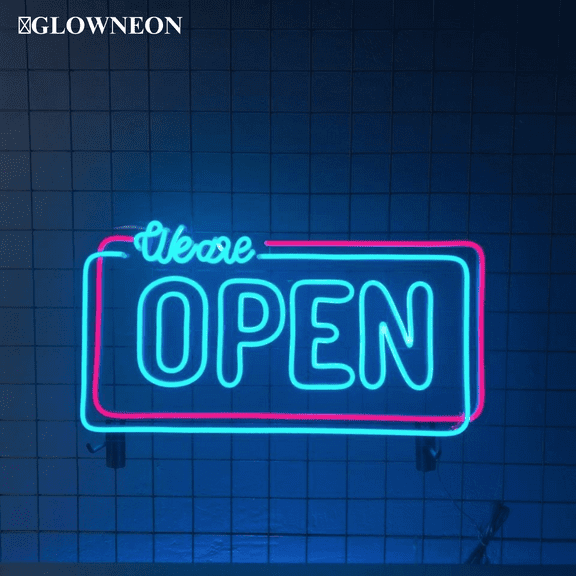 Glowneon We Are Open Neon Sign, Open Business Led Sign, Shop Wall Art