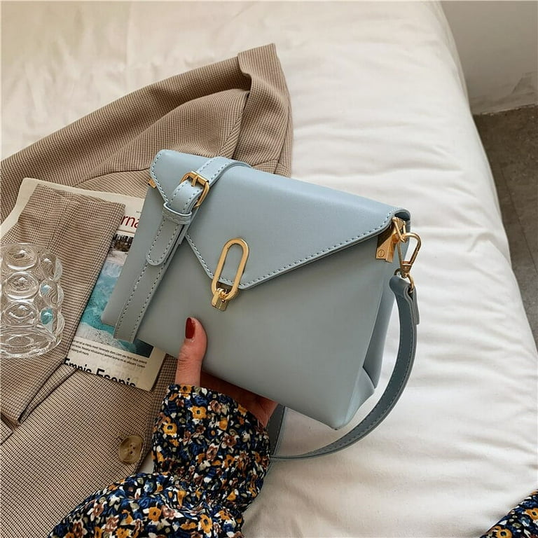 CoCopeaunts Trendy Blue Shoulder Bags for Women Luxury Pu Leather Crossbody Bag Small Flap Messenger Bag Ladies Casual Designer Handbags Sac Walmart