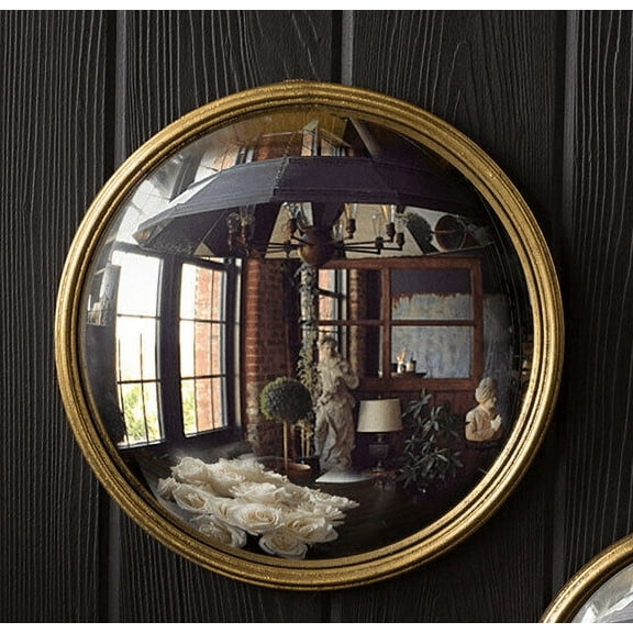 Convex Wall Mirror 10" Round Gold Framed Antique Vintage Style