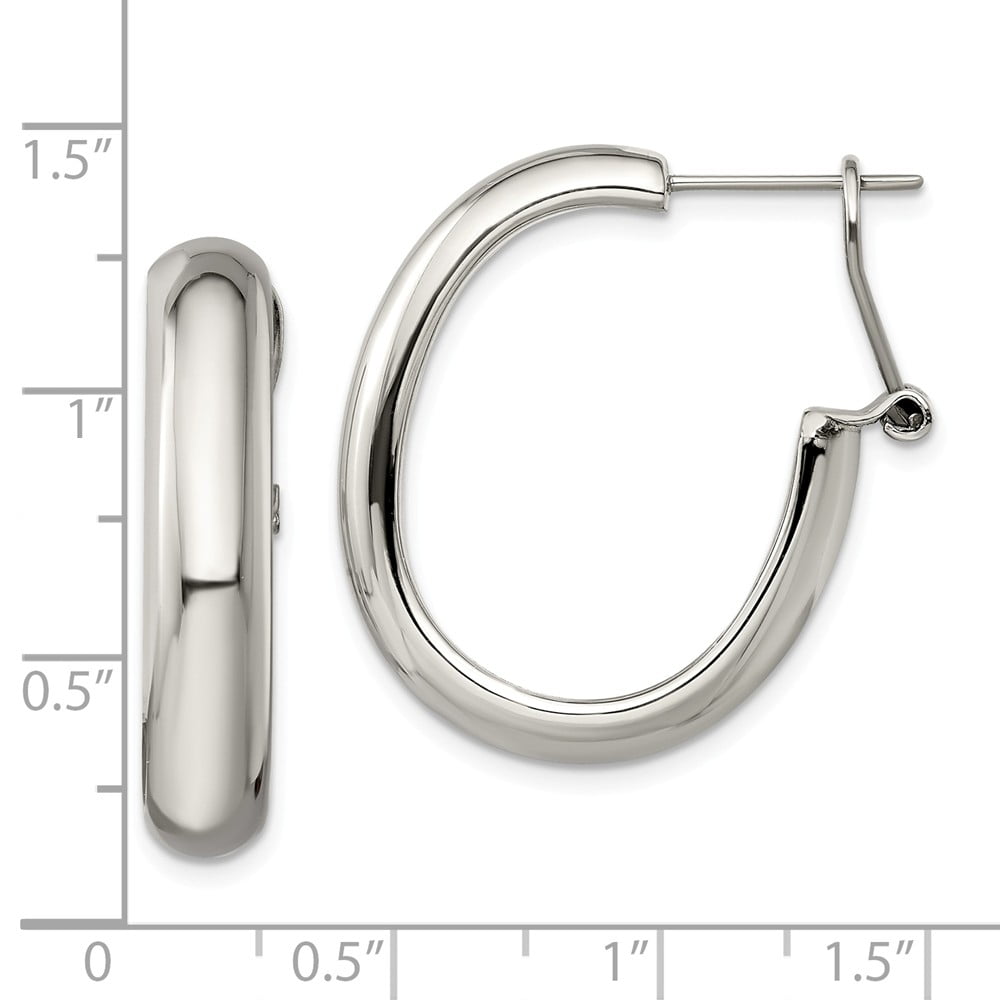 White Stainless Steel Earring Hoop Women'S Polished Omega Back Earrings