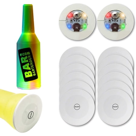 LINLIN 10Pcs LED Bar Coaster LED Sticker Lights LED Bottle Lights Cup Holder Lights for Wine Liquor Bottle Bottle Sparklers for Champagne Party Bar