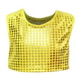 thumbnail image 4 of Virmaxy (3-16y) Girls Solid Color Laser Sequins Shirt Girls Stretchy Performance Wear With Exposed Waist And Navel Short Sleeve Round Neck Tops Gold-3 3 Years, 4 of 4