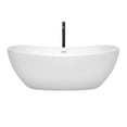 thumbnail image 3 of Rebecca 65 Inch Freestanding Bathtub in White with Shiny White Trim and Floor Mounted Faucet in Matte Black, 3 of 7