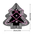 thumbnail image 7 of Stylish Metal Hanging Christmas Tree Wind Spinner - Concentric Black Lines with Pink Snowflake Lights for Garden Decor, 7 of 7
