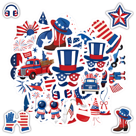 35pcs-50pcs Patriotic Stickers Stationery Stickers American Stickers Kids Stickers Toy for Luggage Suitcase