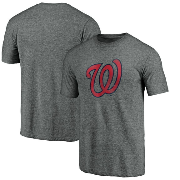Men's Heather Gray Washington Nationals Weathered Official Logo Tri-Blend T-Shirt