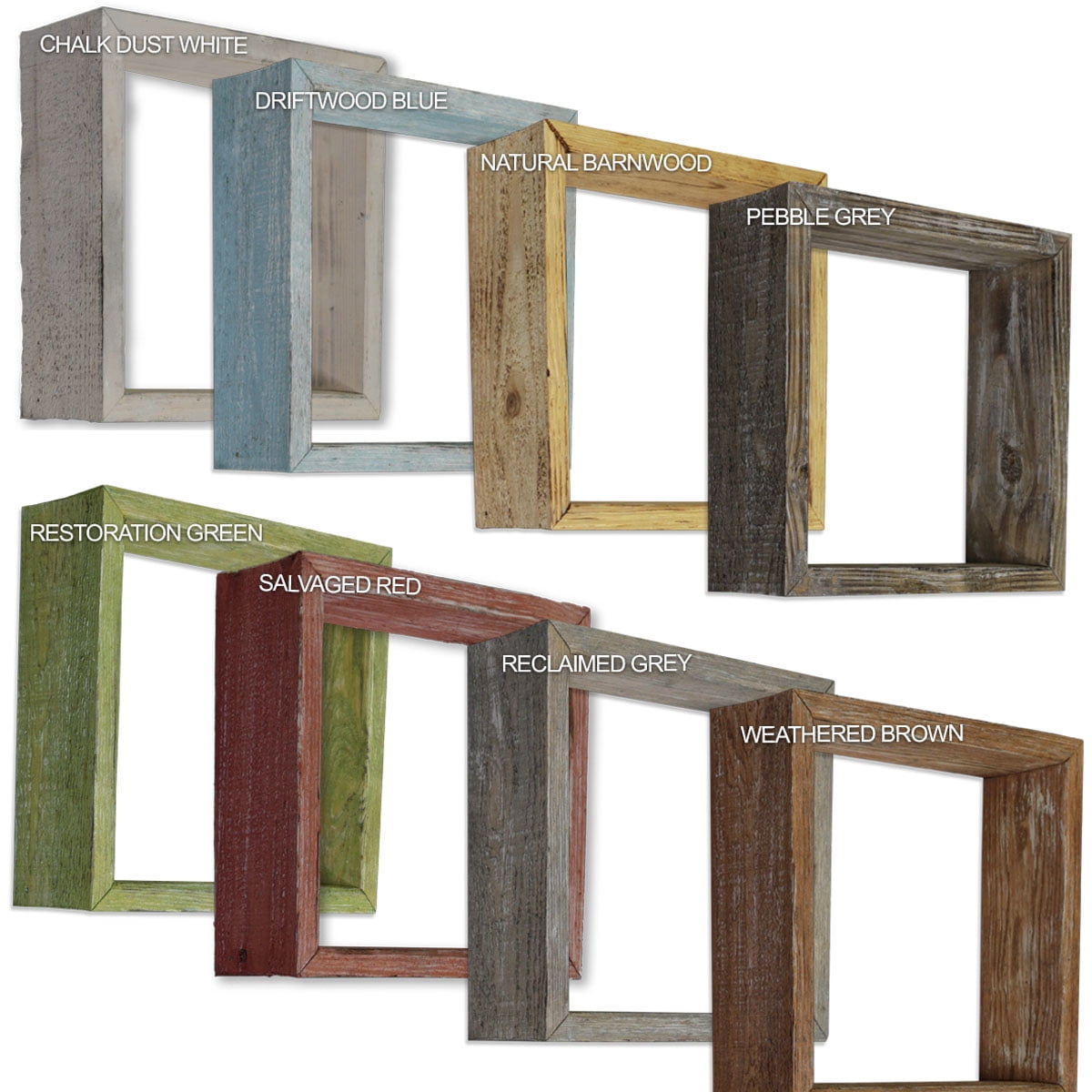 Ekena Millwork Set of 3, Square, Closed Back, Vintage Farmhouse Shadow Box Shelves, Barnwood Decor Collection, Natural Barnwood