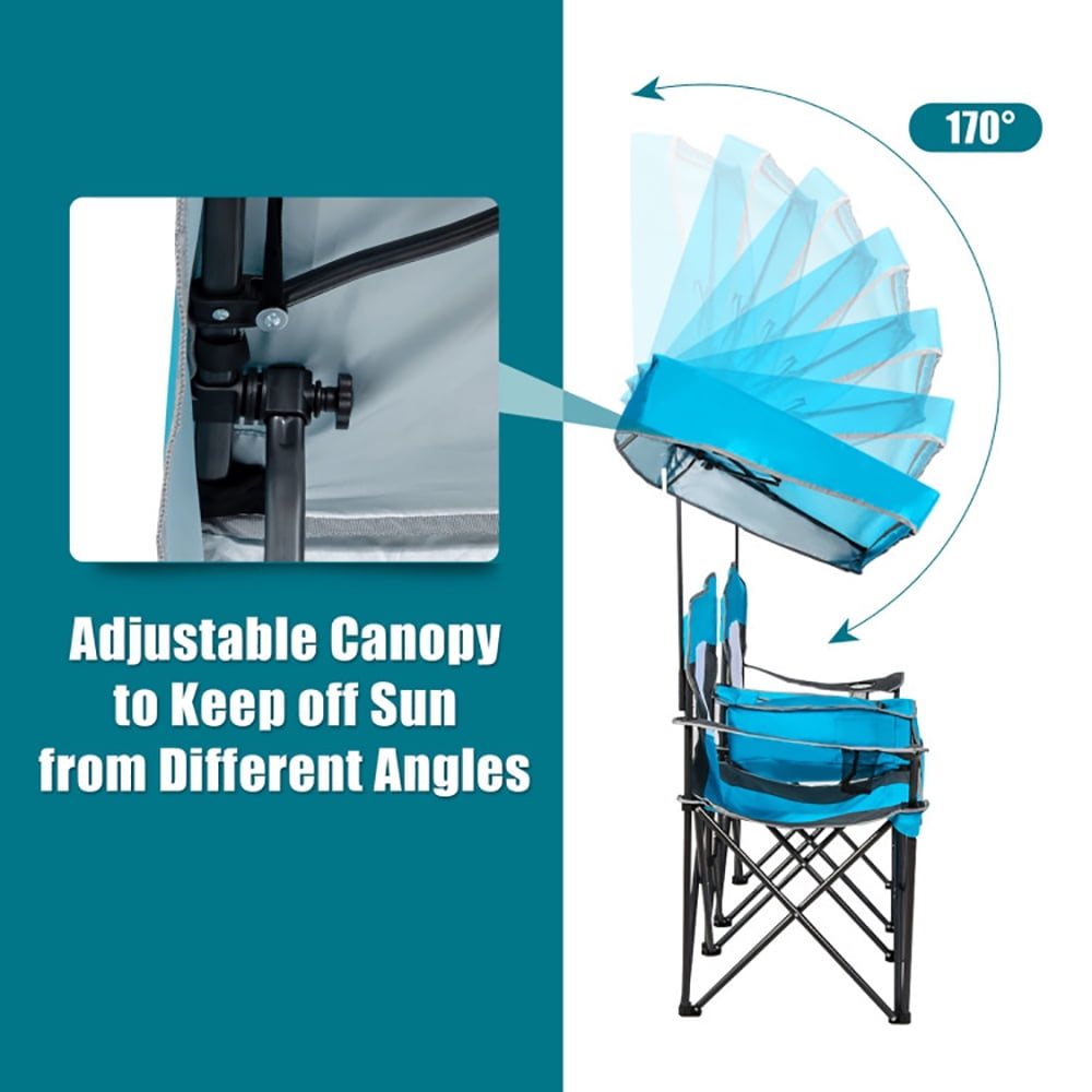 Aimee Lii Portable Folding Camping Canopy Chairs with Cup Holder, Comfy Camping Chairs, Blue Aimee Lii Portable Folding Camping Canopy Chairs with Cup Holder, Comfy Camping Chairs, Blue