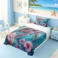 thumbnail image 3 of Manfei Oil Painting Sea Turtle Twin Sheet Sets for Kids Boys and Girls, Pink Floral Bedding 3 Pieces, 1 Flat Sheet, 1 Fitted Sheet and 1 Pillowcase, 3 of 6