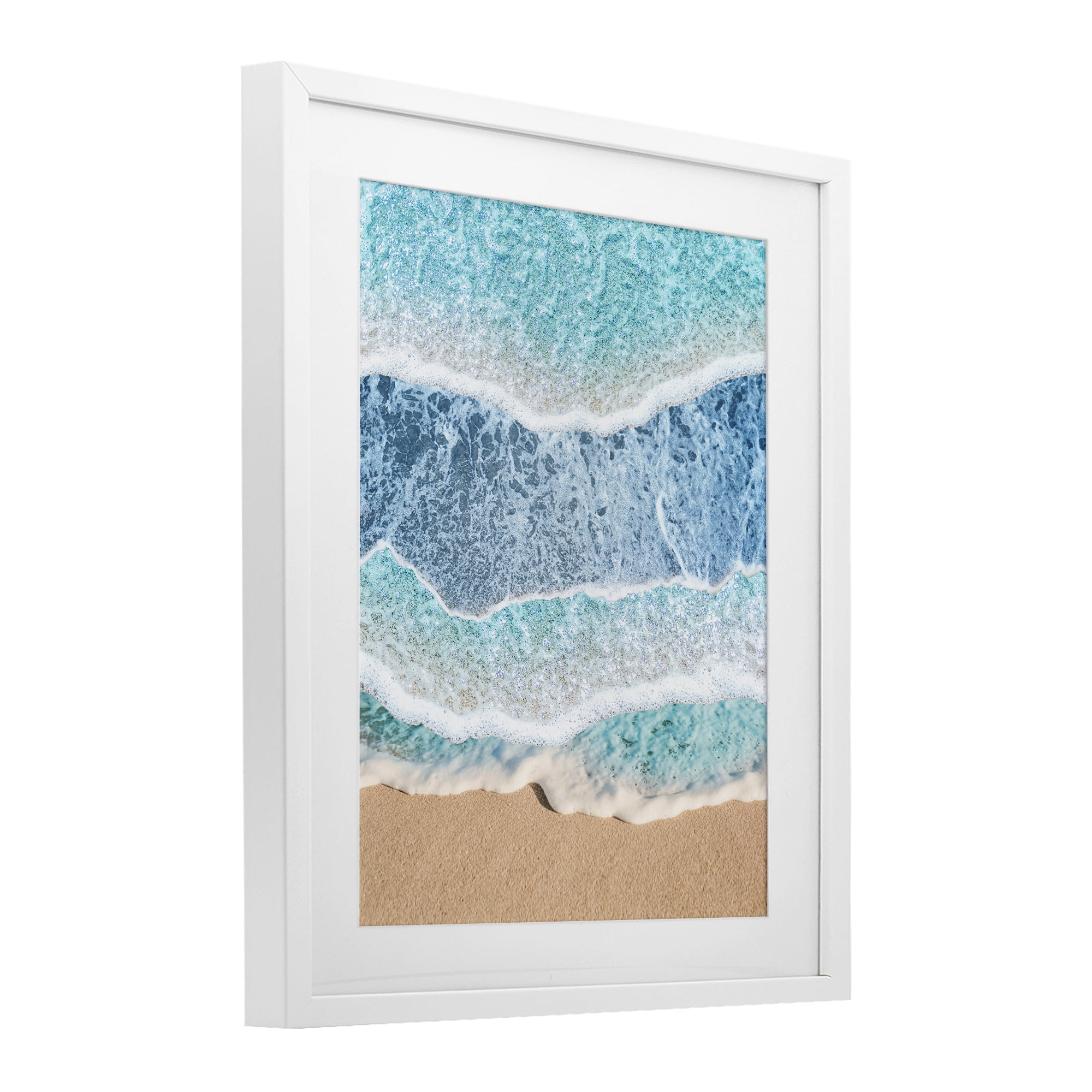 Stupell Industries Overlapping Shore Waves White Framed Print Under Glass, design by Jesse Keith