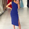 thumbnail image 2 of Moda mujer sexy verano sólido un hombro sin mangas nalgas vestido Fridja hj5432, 2 of 8