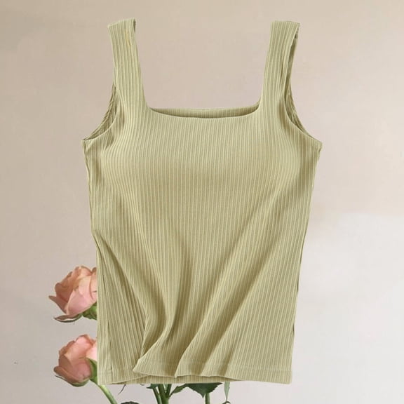 Thin Strap Adjustable Camisole Tops Ladies Removable Detachable Design Breathable Light Fabric Sleeveless Shirts for Travel Shopping Gym Spring Summer Outer Wear Camisole (Light Green,M)