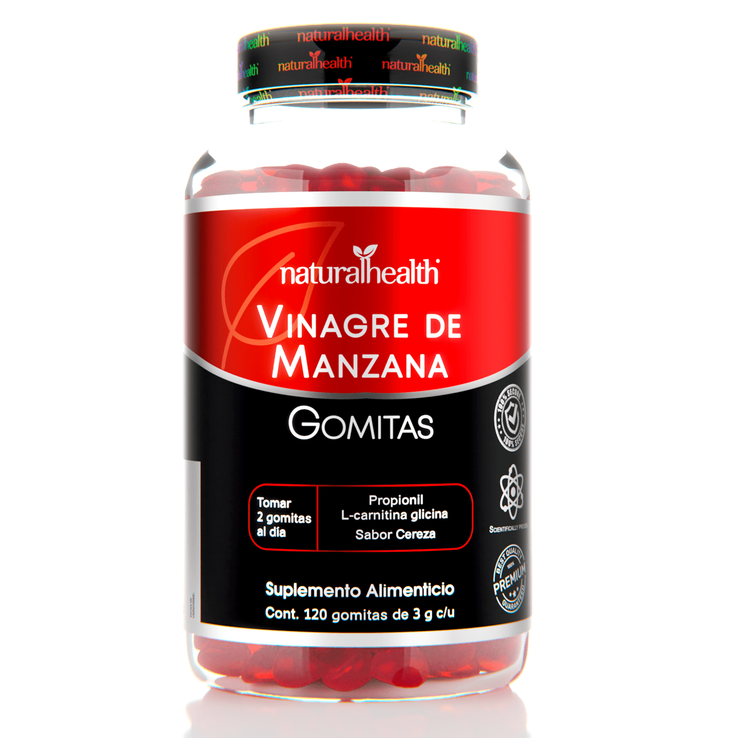 pastillas de vinagre de manzana con l carnitina Vinagre de Manzana 120 gomitas Carnitina Cereza Natural Health