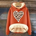 thumbnail image 4 of Njoeus Womens Oversized Hoodies Winter Warm Fleece Sweatshirts Long Sleeve Sherpas Lined Pullover Sweater Leopard Heart Printed Fall Outfits Christmas Gifts for Women Orange XL, 4 of 5