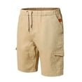 thumbnail image 5 of Cotonie Mens Shorts, Men Casual Solid Knee Length Cargo Shorts with Pocket Slim Fit Drawstring Summer Shorts Khaki XL, 5 of 6