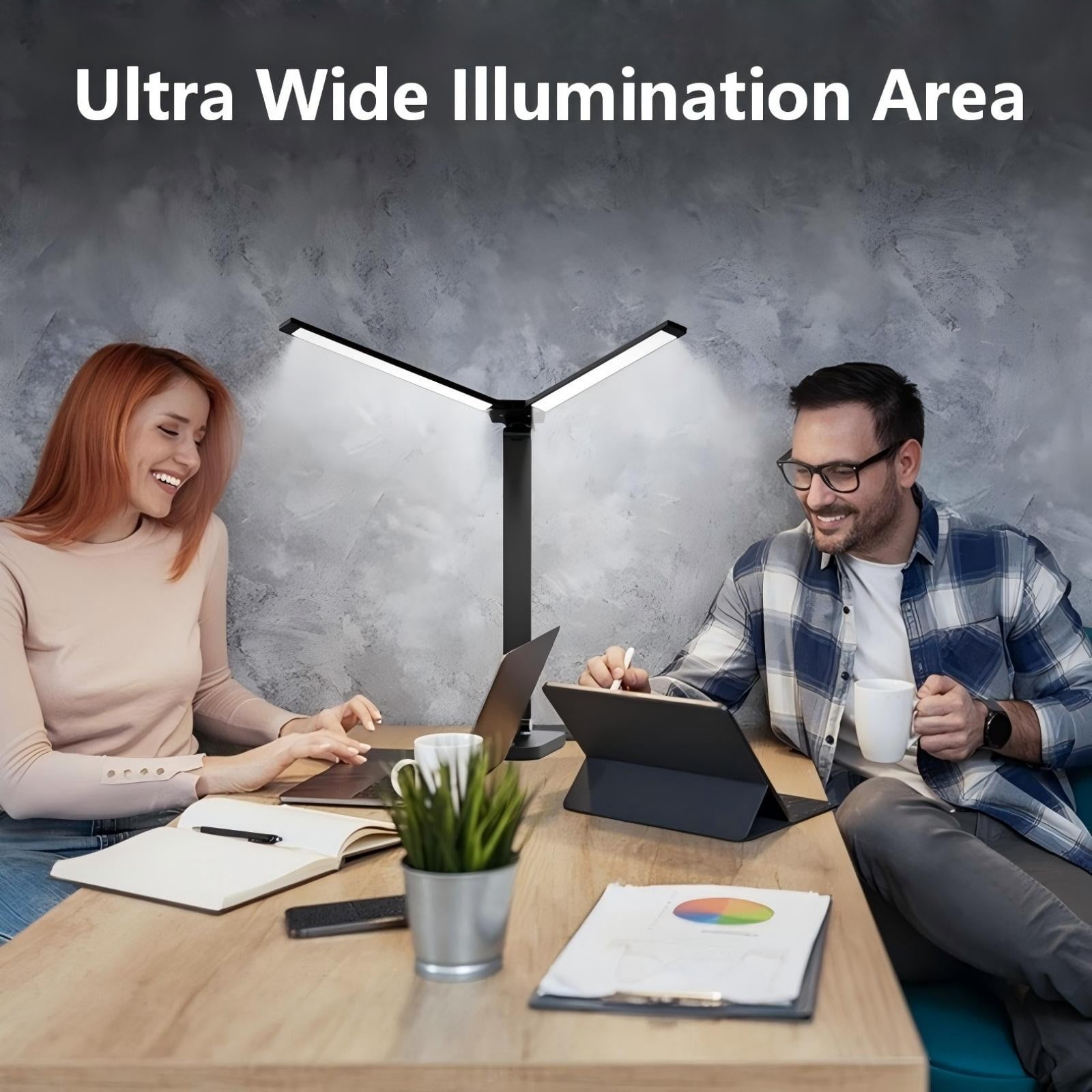 Afaoiry LED Desk Lamp with USB Charging Port, 50 Lighting Modes Dual Swing Arm Architect Table Lamp Light Desk Lamp for Home Office Dorm Piano Nail