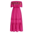 thumbnail image 2 of IBTOM CASTLE Women's Summer Floral Print Mexican Dress Off Shoulder Beach Holiday Party Long Maxi Gowns L Hot Pink, 2 of 3