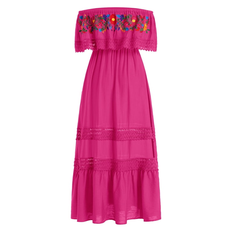pink mexican dress Chilac Embroidered Long Interested in a custom or special order piece Embroidered Youth Dress: Pink 4
