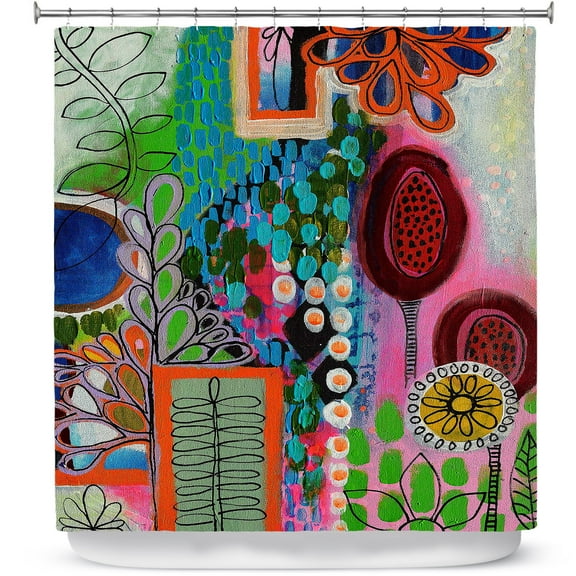DiaNoche Designs Rainforest Polyester Shower Curtain, 70" x 93" Mildew Resistant