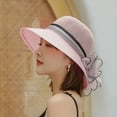thumbnail image 6 of MANHUJI Vintage Hats For Women Women Hat Bridal Wedding Church Tea Party Wide Brim Summer Sun Cap Church Hats For Women (Pink,One Size), 6 of 6