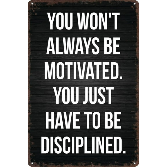 Funny Gym Decor Vintage Metal Signs Discipline Retro Tin Sign for Workout Room Decor Home Gym Decor Motivational Wall Art 12x8 Inch