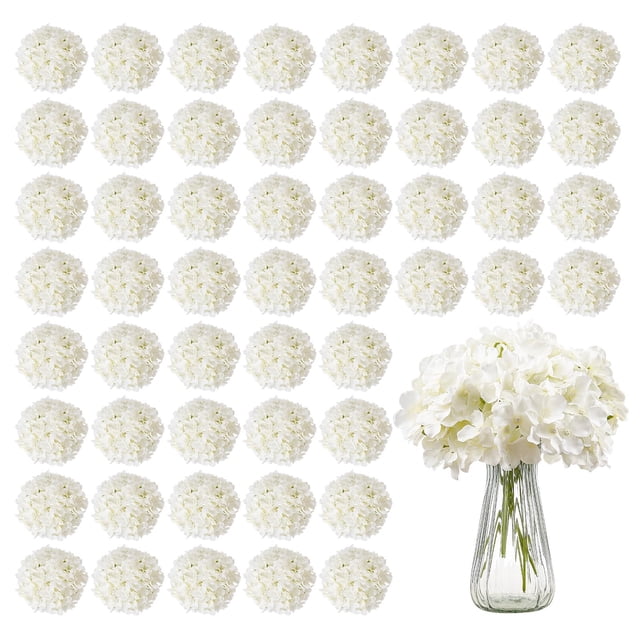 Hortensia falsa de seda blanca VEVOR con flores artificiales, 65 unidades