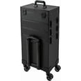 thumbnail image 6 of 4 in1 Aluminum Rolling Makeup Train Case, Cosmetic Lockable Trolley with Mirror of LED Lighted 3 Color Salon Barber Case Traveling Cart Trunk with Storage box for Freelance Makeup Artist, 6 of 9