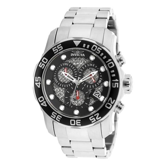 Invicta Montre de Plongée Chronographe Suisse pour Homme Pro Diver 19836 Argent Plaquée Acier Inoxydable