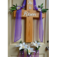 thumbnail image 4 of Easter Themed Cross Shaped Banner with Purple Drape White Lily Flowers and Dove Decoration Background Party Backdrop Easter Celebration Church Decor Easter Event Decorations, 4 of 7