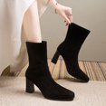 thumbnail image 4 of NECHOLOGY Botas Mujer Adulto Femenino Zapatos Botines mujer Otoño e Invierno Botines de mujer Tacón Tacón grueso Punta cuadrada Color sólido Gamuza Cómodo Casual (Black, 7.5), 4 of 7