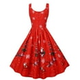 thumbnail image 5 of IROINNID Women's Sleeveless Prints A-Line Dress Elegant Christmas Draw Back Swing Party Dress V-Neck Knee-Length Dress, 5 of 9