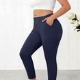 thumbnail image 7 of Plus Size Workout Leggings for Women High Waisted Lounge Gym Yoga Pants Fitness Exercise Stretch Soft Pants with Pockets Navy 4XL, 7 of 7