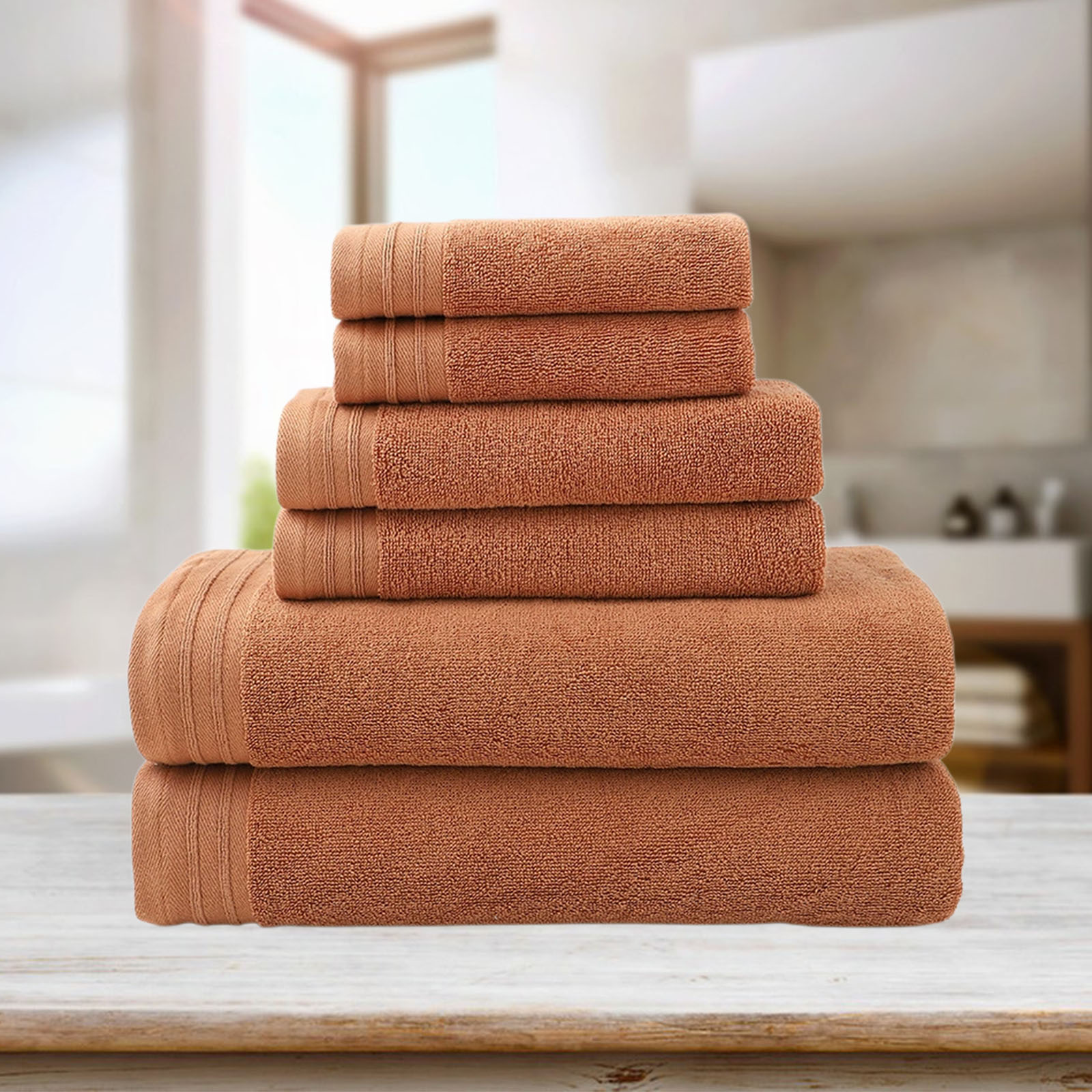 PALIFEUR Bath Towel Set 6pc Luxury Bath Towels Extra Soft Quicker Dry Highly Absorbent Face Towels Cotton Hand Towels for Bathroom Gym Shower Hotel School
