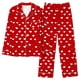 thumbnail image 5 of Pijama informal de manga larga con estampado para mujer, traje de pijama con solapa holgada y bolsillo con botones, top y pantalones de poliéster., 5 of 7