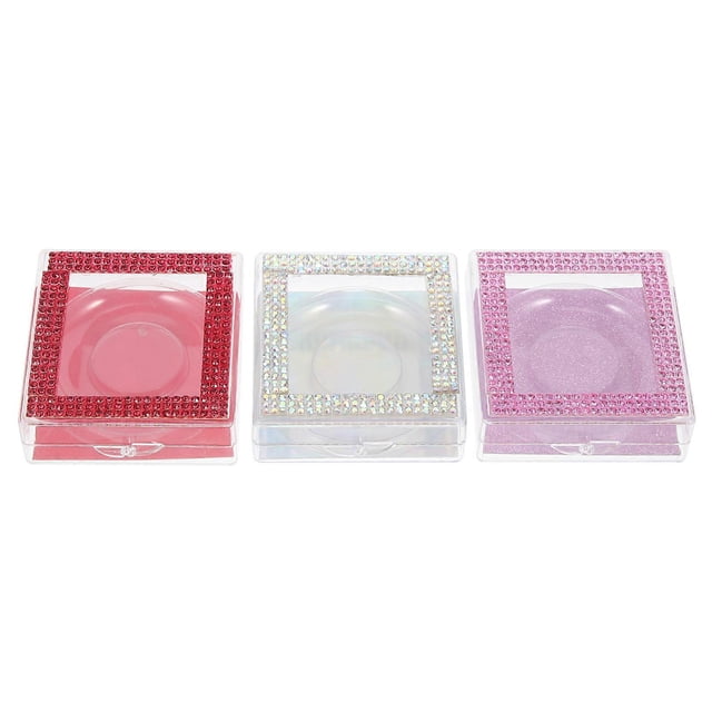 False Eyelash Case 3Pcs Assorted Color ABS Durable Eyelash Cases for False Lashes