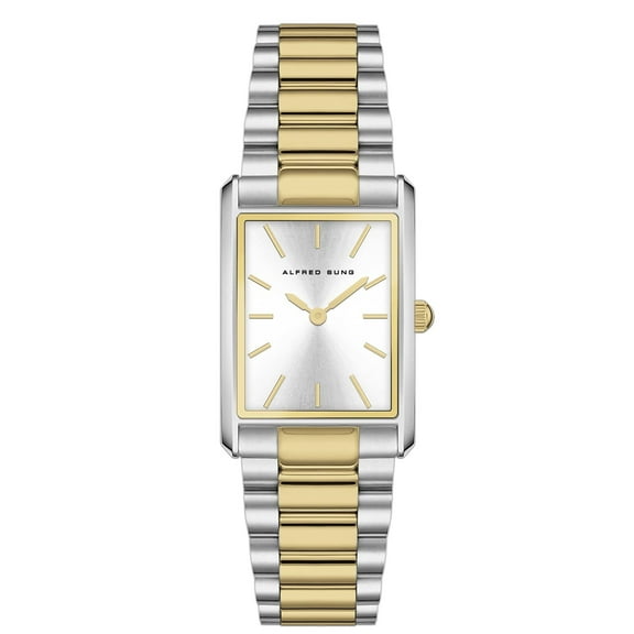 Alfred Sung Horizon Silver Sunray dial Gold two-tone bracelet Men's watch
