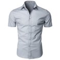 thumbnail image 2 of H2H Mens Dress Slim Fit Shirts Short Sleeve Business Shirts Basic Designed Breathable LIGHTGRAY US 3XL/ASIA 4XL (KMTSTS0132), 2 of 6